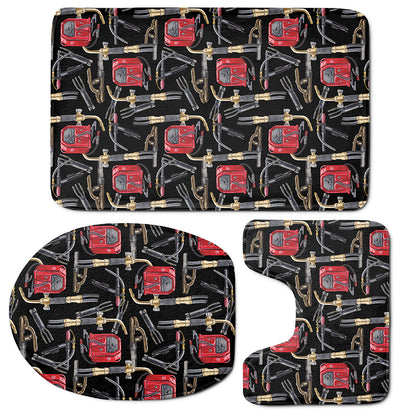 Welding Machine Pattern Print 3 Piece Bath Mat Set