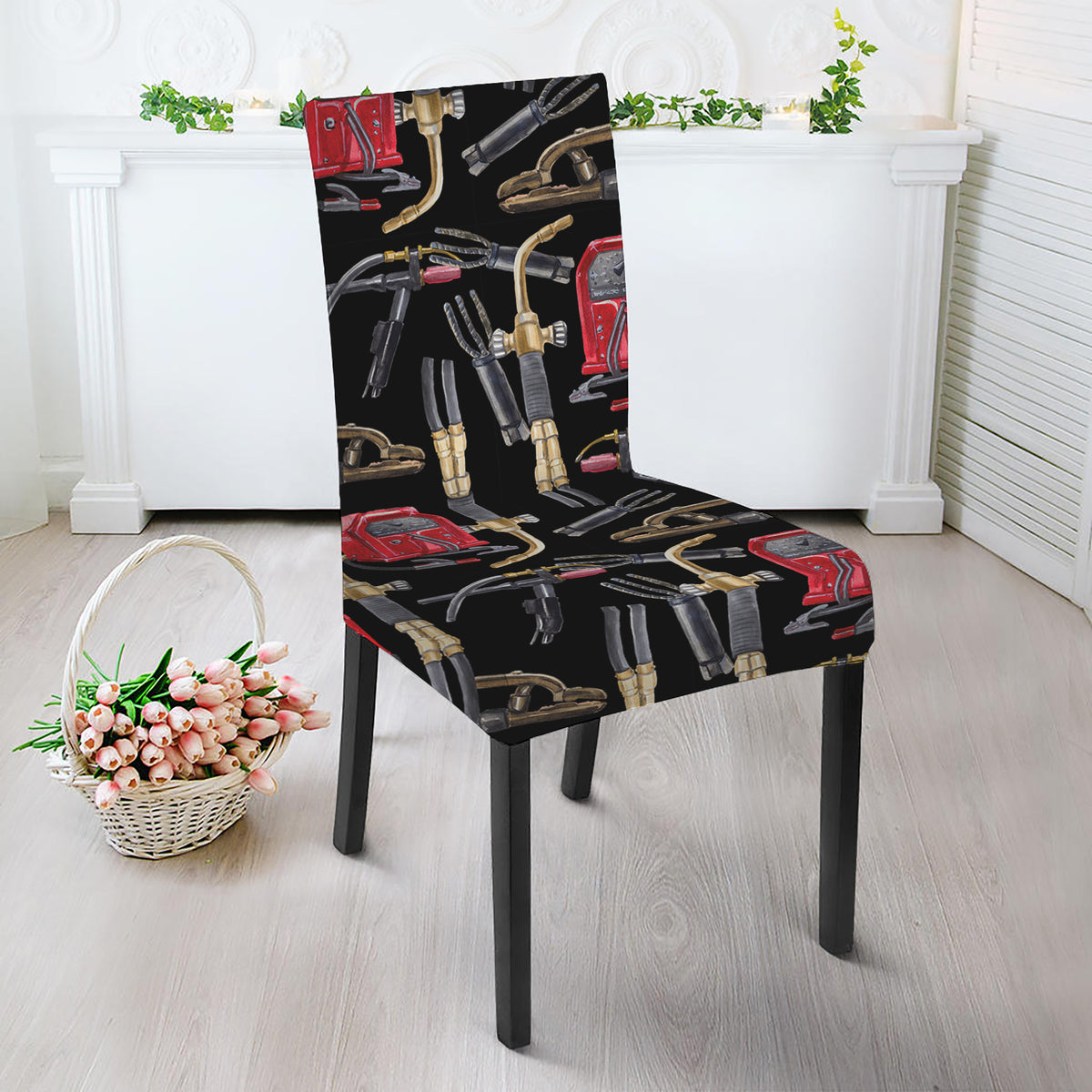 Welding Machine Pattern Print Dining Chair Slipcover