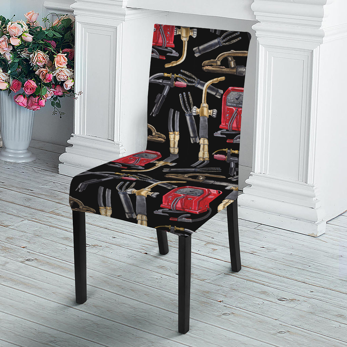 Welding Machine Pattern Print Dining Chair Slipcover