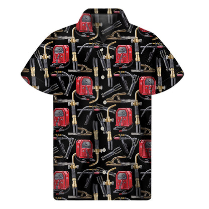 Welding Machine Pattern Print Men's Short Sleeve Shirt