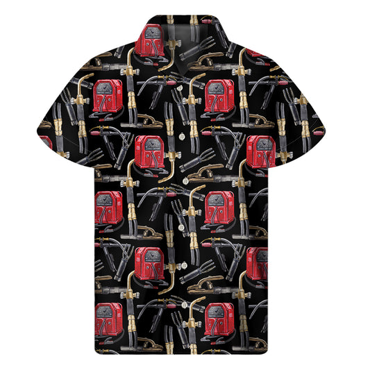 Welding Machine Pattern Print Men's Short Sleeve Shirt