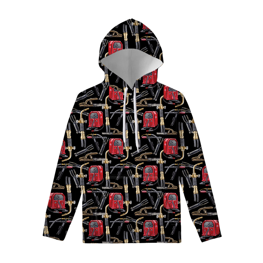 Welding Machine Pattern Print Pullover Hoodie