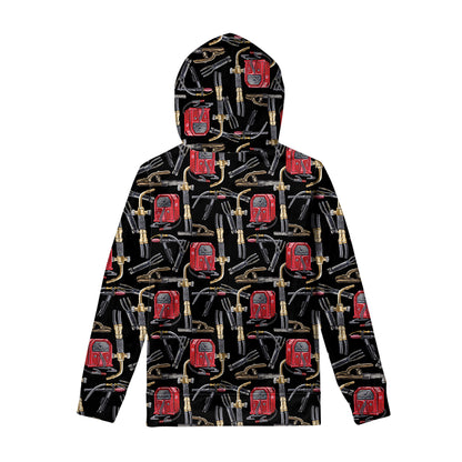Welding Machine Pattern Print Pullover Hoodie