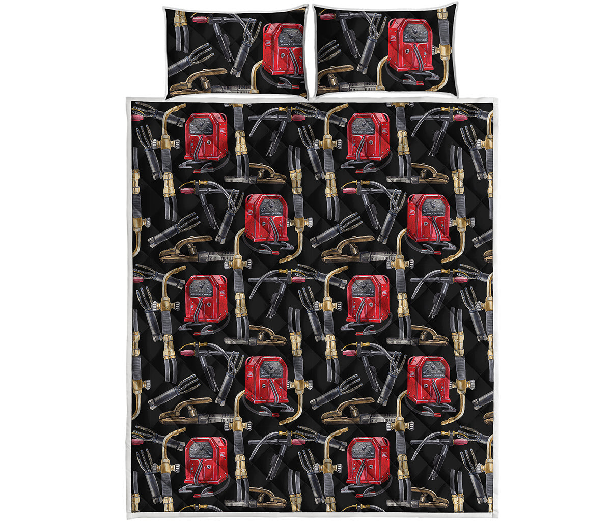 Welding Machine Pattern Print Quilt Bed Set