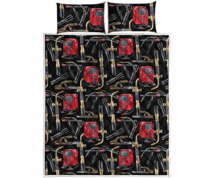 Welding Machine Pattern Print Quilt Bed Set