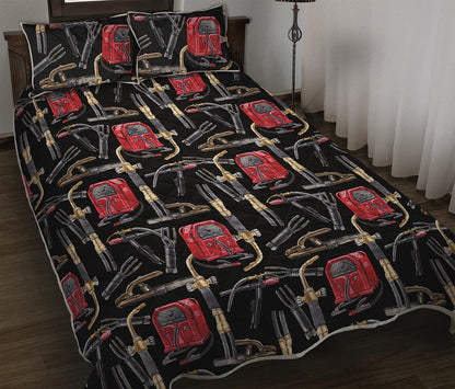 Welding Machine Pattern Print Quilt Bed Set