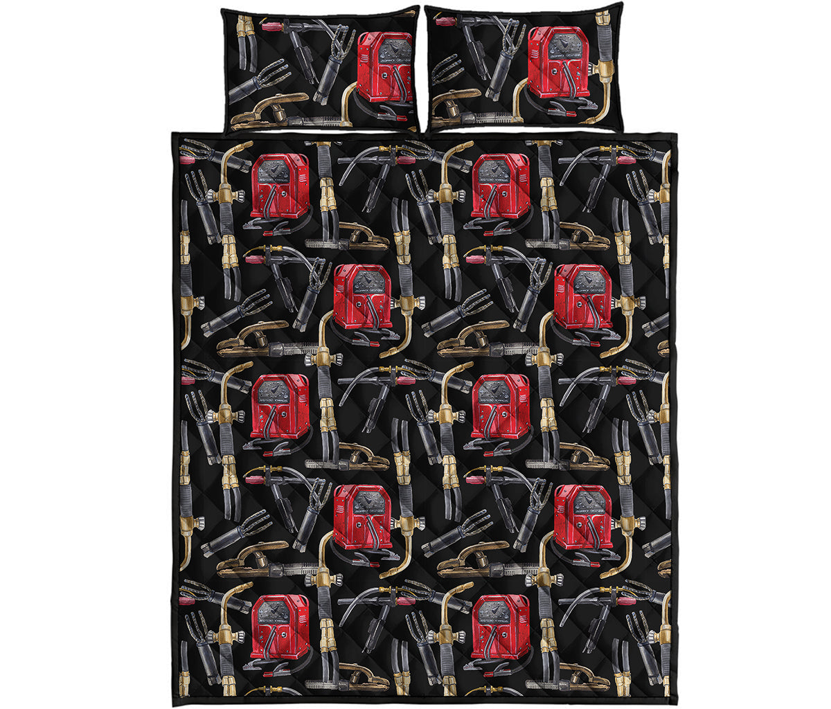 Welding Machine Pattern Print Quilt Bed Set