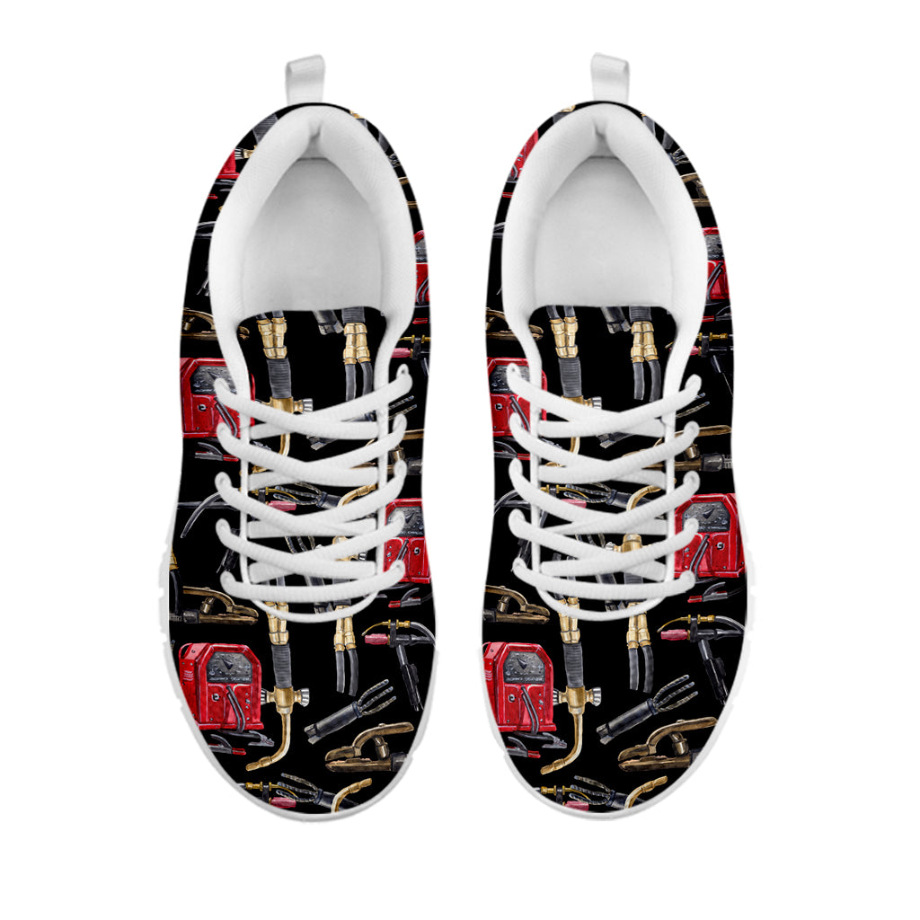 Welding Machine Pattern Print White Sneakers