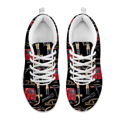 Welding Machine Pattern Print White Sneakers