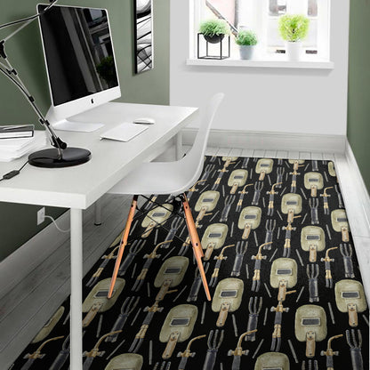 Welding Mask Pattern Print Area Rug