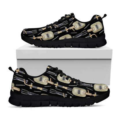 Welding Mask Pattern Print Black Sneakers