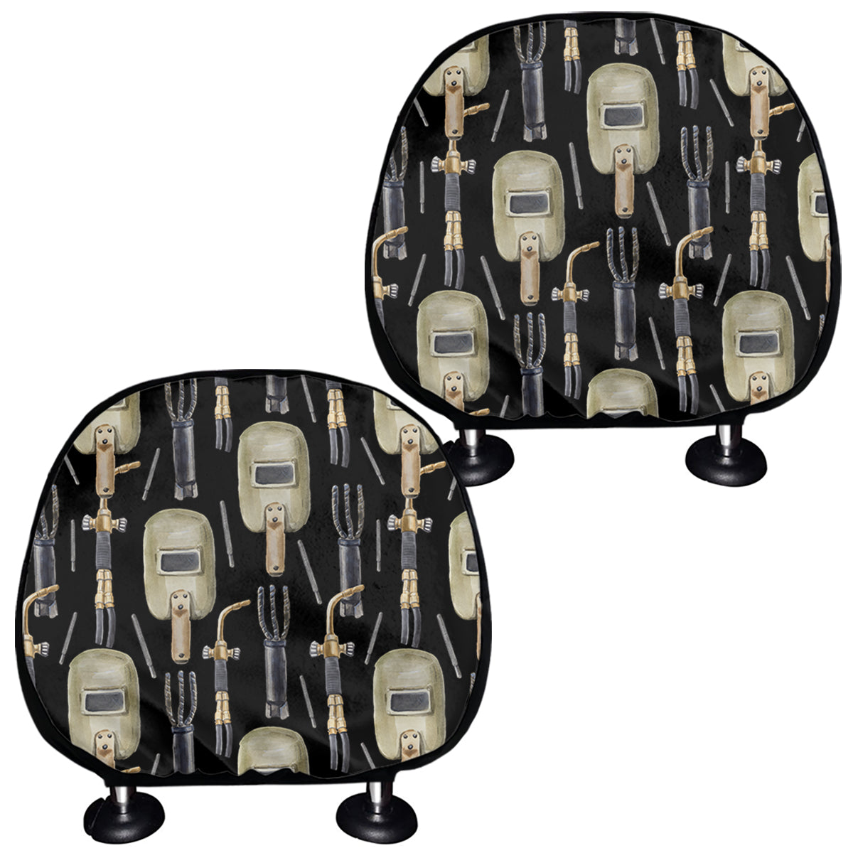 Welding Mask Pattern Print Car Headrest Covers