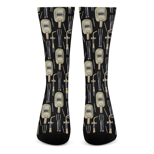 Welding Mask Pattern Print Crew Socks