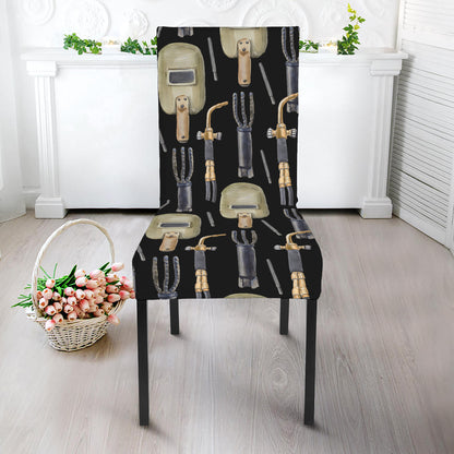 Welding Mask Pattern Print Dining Chair Slipcover