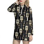 Welding Mask Pattern Print Hoodie Dress