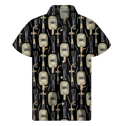 Welding Mask Pattern Print Men's Short Sleeve Shirt