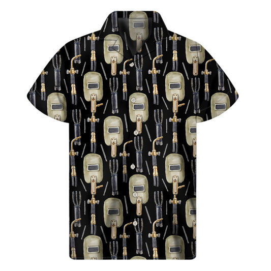 Welding Mask Pattern Print Men's Short Sleeve Shirt