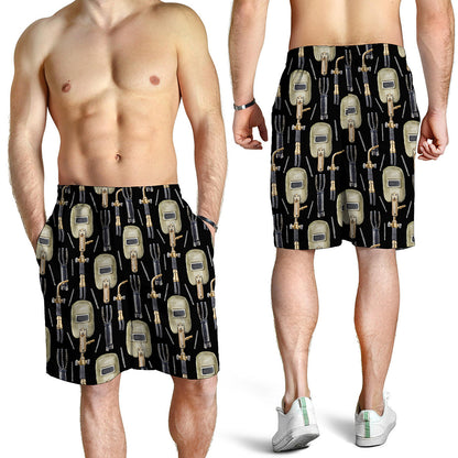 Welding Mask Pattern Print Men's Shorts