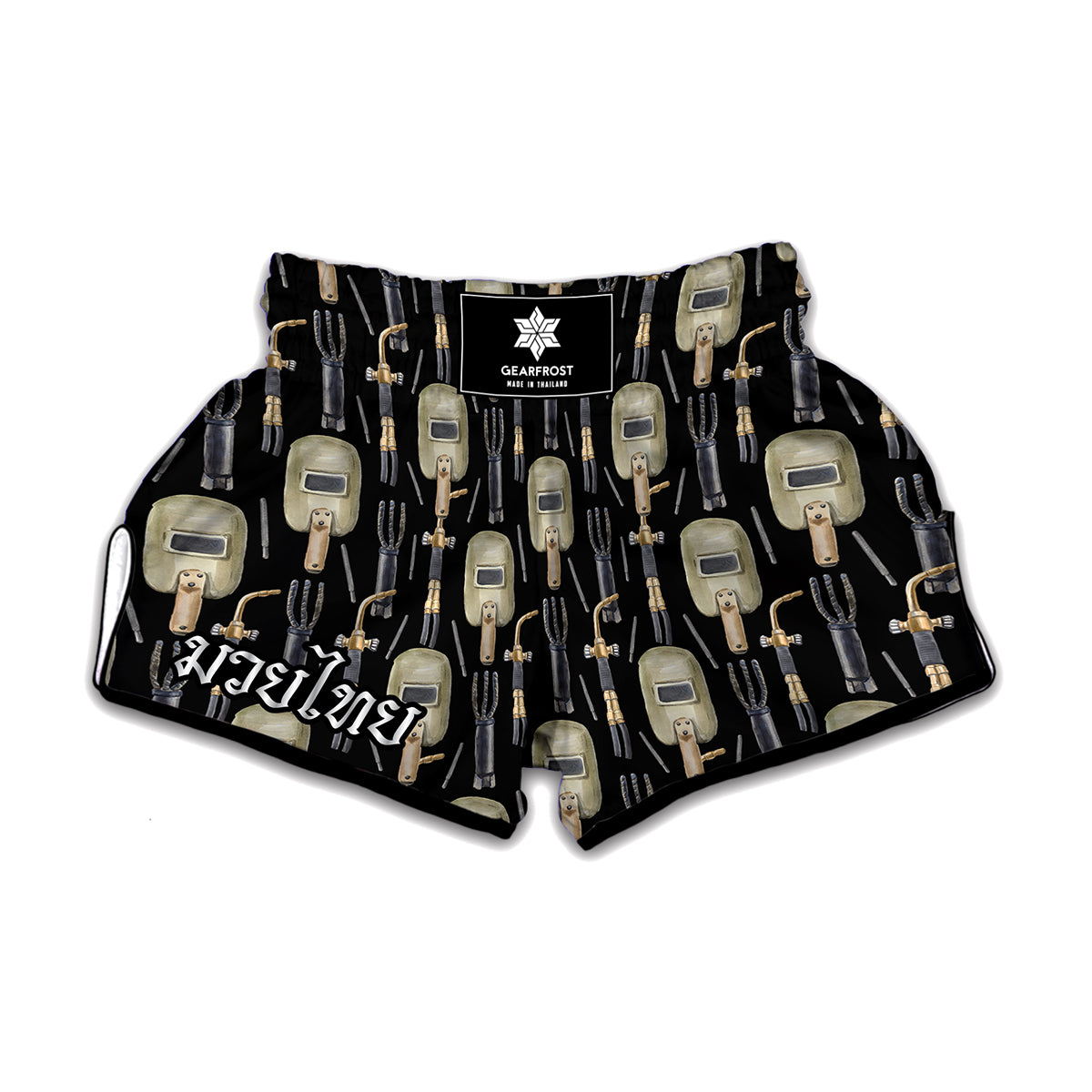 Welding Mask Pattern Print Muay Thai Boxing Shorts