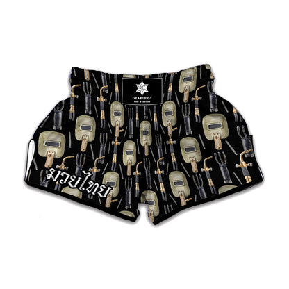 Welding Mask Pattern Print Muay Thai Boxing Shorts