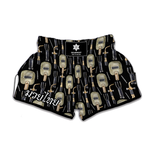 Welding Mask Pattern Print Muay Thai Boxing Shorts