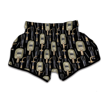 Welding Mask Pattern Print Muay Thai Boxing Shorts