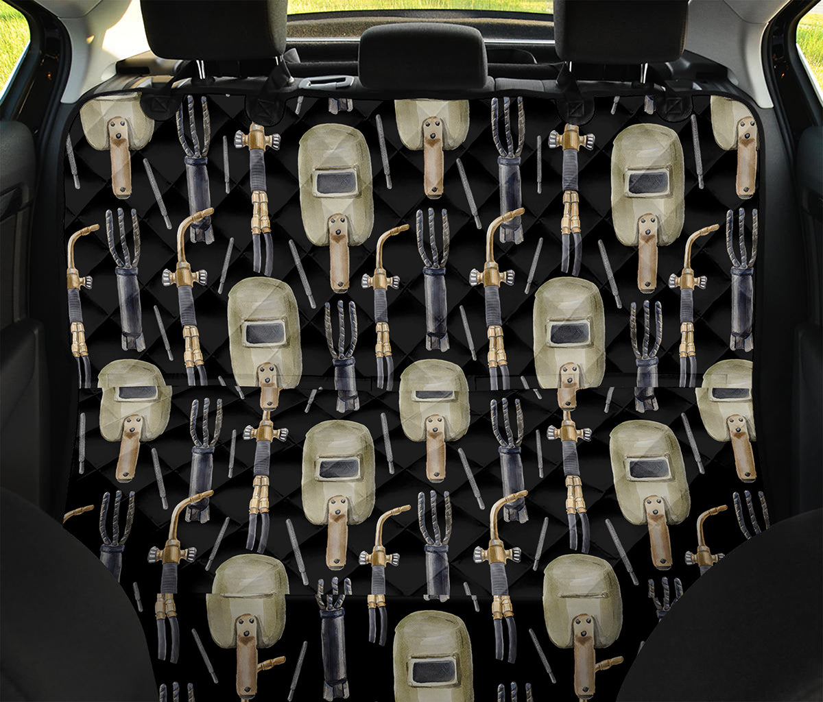 Welding Mask Pattern Print Pet Car Back Seat Cover