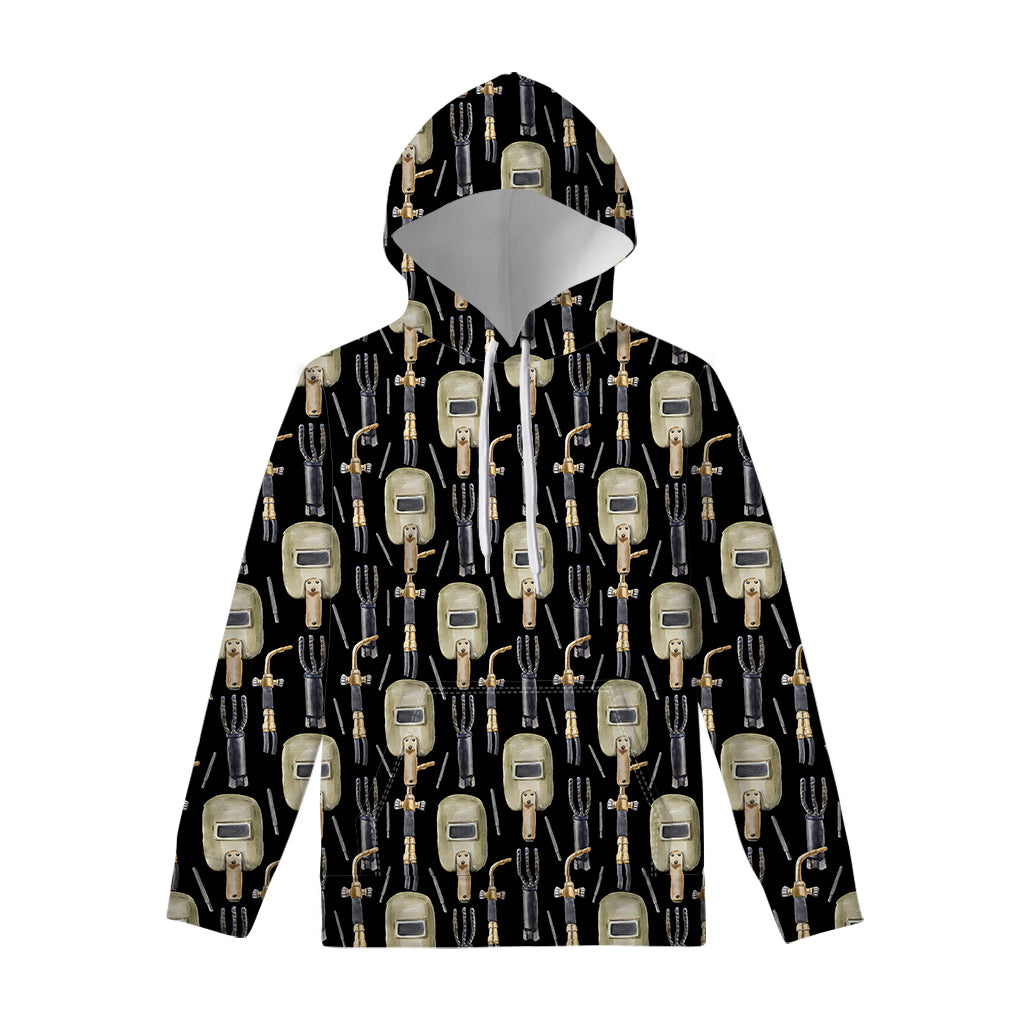 Welding Mask Pattern Print Pullover Hoodie