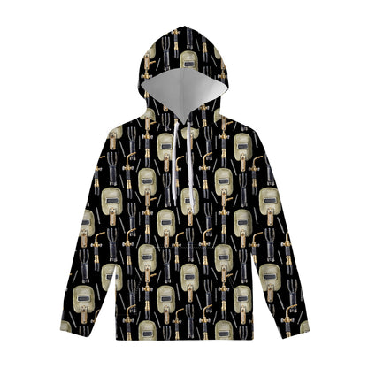 Welding Mask Pattern Print Pullover Hoodie
