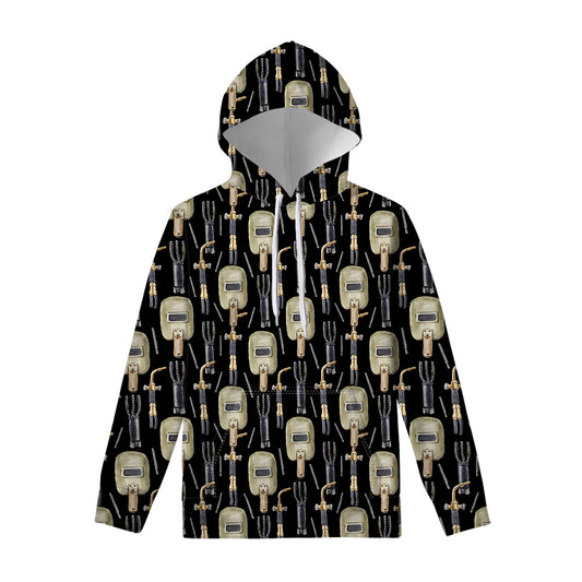 Welding Mask Pattern Print Pullover Hoodie