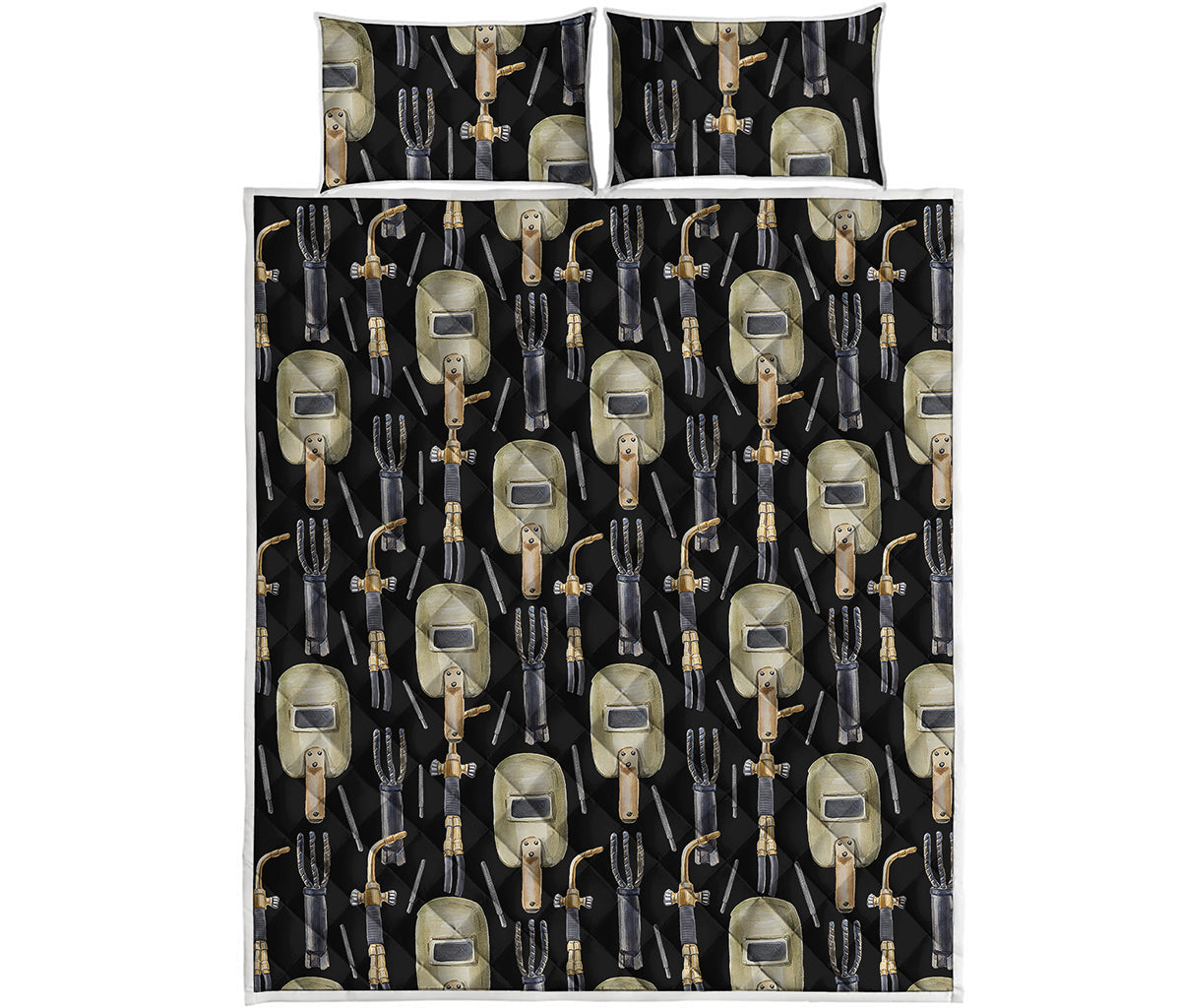 Welding Mask Pattern Print Quilt Bed Set