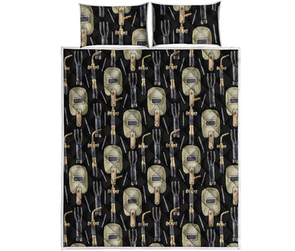 Welding Mask Pattern Print Quilt Bed Set