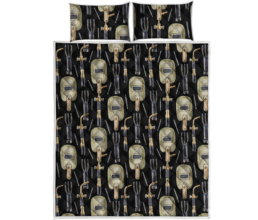 Welding Mask Pattern Print Quilt Bed Set