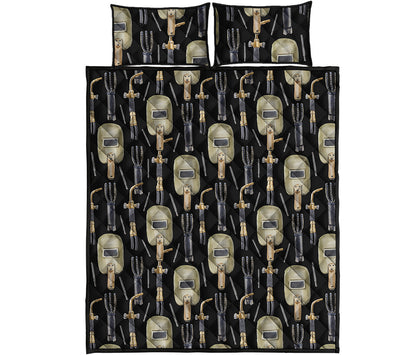 Welding Mask Pattern Print Quilt Bed Set