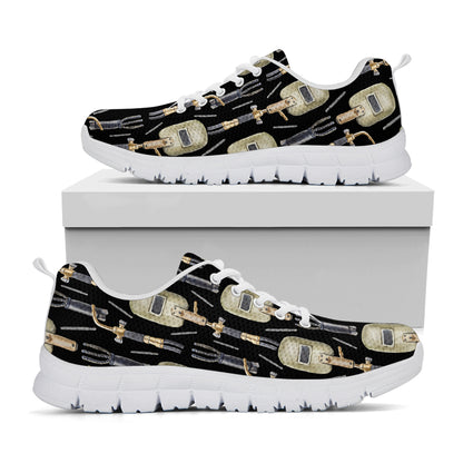 Welding Mask Pattern Print White Sneakers
