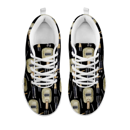 Welding Mask Pattern Print White Sneakers