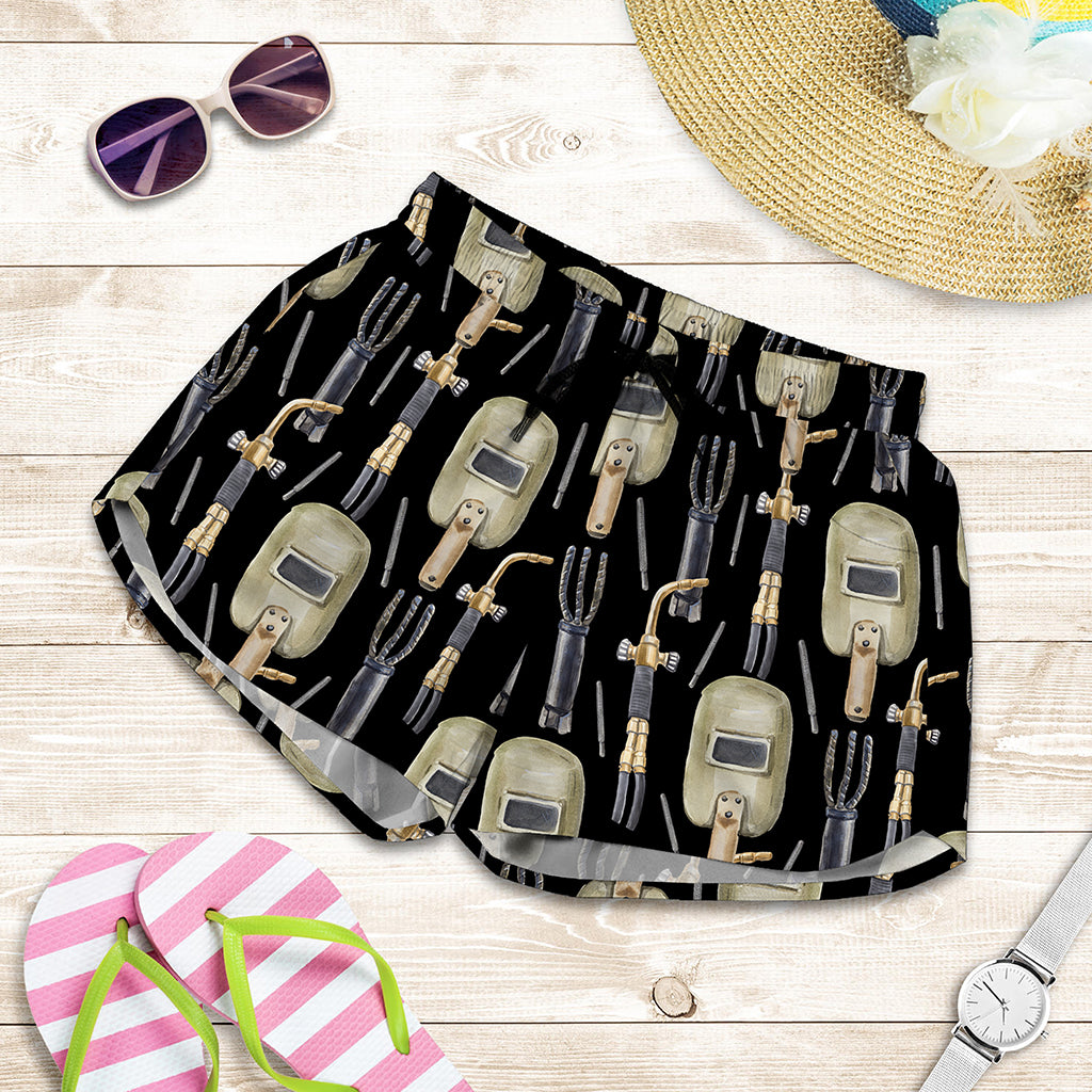 Welding Mask Pattern Print Women's Shorts
