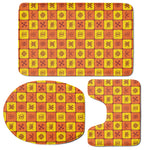 West Adinkra Symbols Pattern Print 3 Piece Bath Mat Set