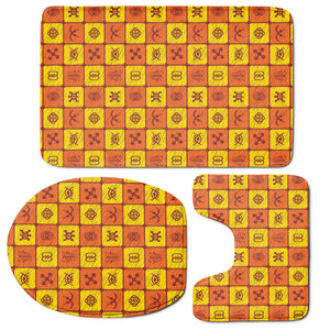 West Adinkra Symbols Pattern Print 3 Piece Bath Mat Set