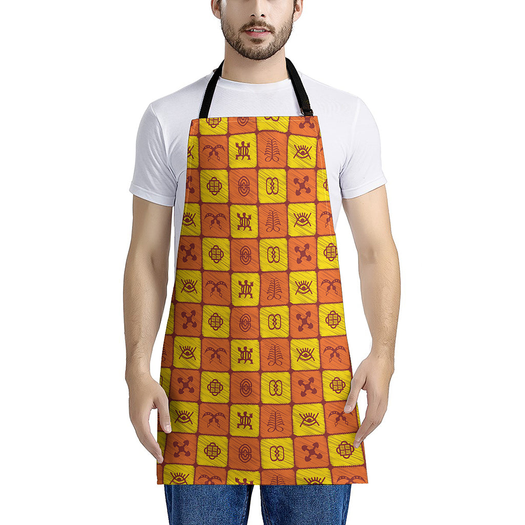 West Adinkra Symbols Pattern Print Apron