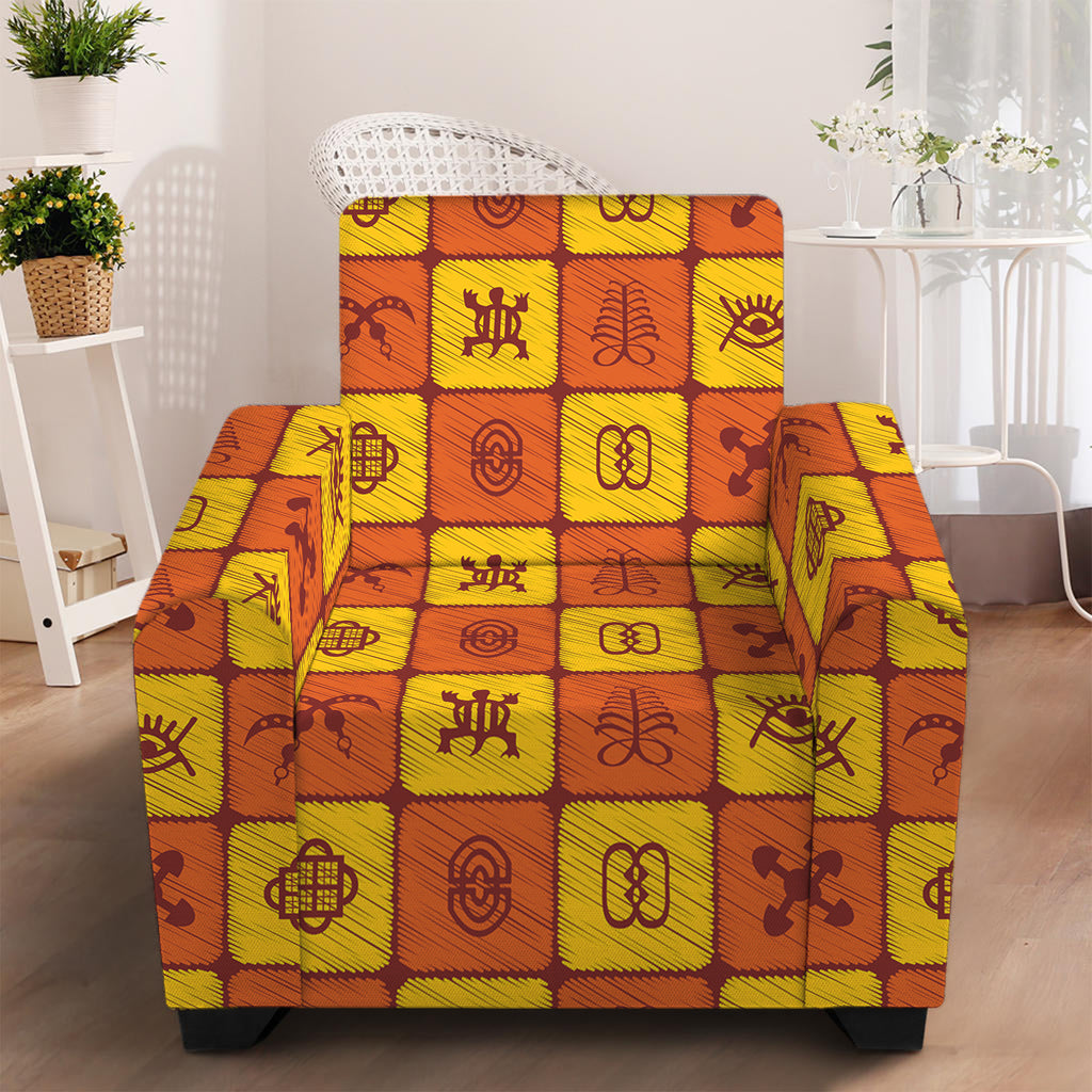 West Adinkra Symbols Pattern Print Armchair Slipcover