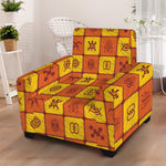 West Adinkra Symbols Pattern Print Armchair Slipcover