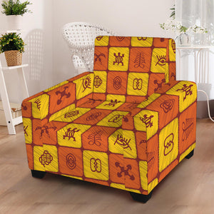 West Adinkra Symbols Pattern Print Armchair Slipcover