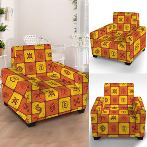 West Adinkra Symbols Pattern Print Armchair Slipcover