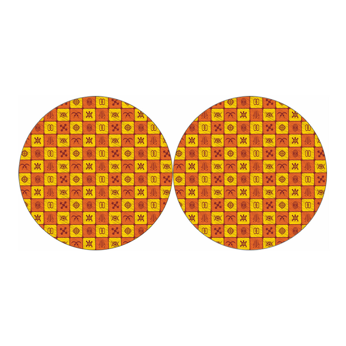 West Adinkra Symbols Pattern Print Car Coasters