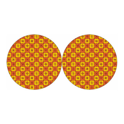 West Adinkra Symbols Pattern Print Car Coasters
