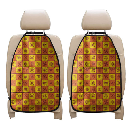 West Adinkra Symbols Pattern Print Car Seat Organizers