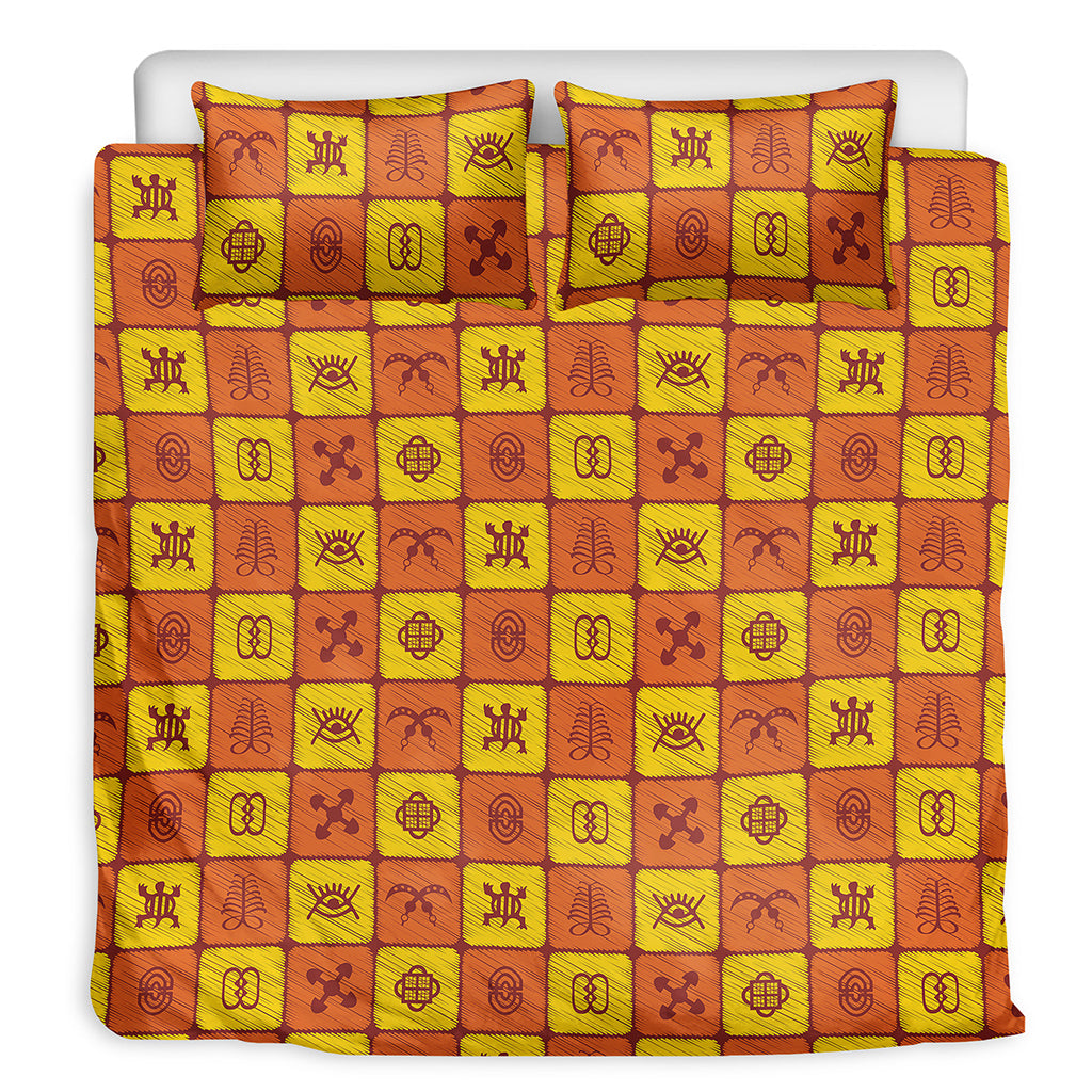 West Adinkra Symbols Pattern Print Duvet Cover Bedding Set