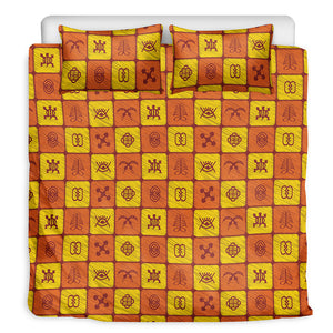 West Adinkra Symbols Pattern Print Duvet Cover Bedding Set