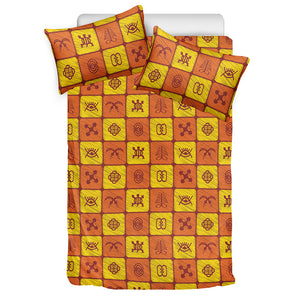 West Adinkra Symbols Pattern Print Duvet Cover Bedding Set